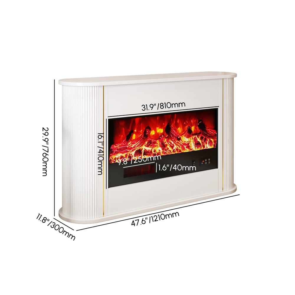 47" Freestanding 1500W Electric Fireplace 5 Gear Adjustable 3D LED Flame Effect weights dimensions image