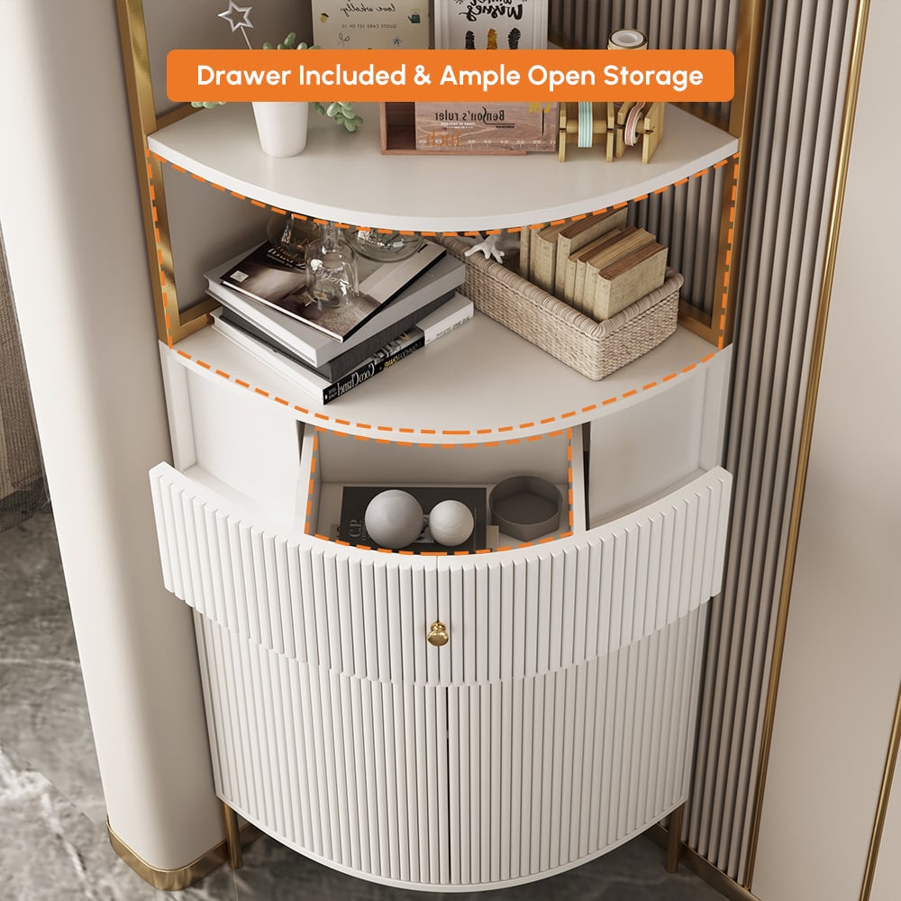 1900 mm moderne witte etagere boekenplank met 1 lade en 2 deuren houten hoge boekenplank Vensterafbeelding