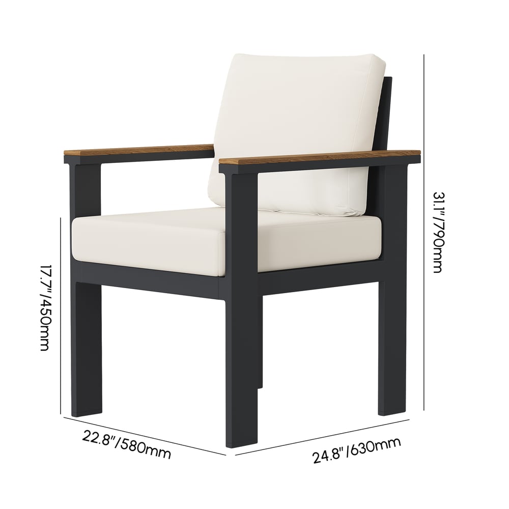 Axis 2 PCS Teak & Aluminum Outdoor Dining Chair with Cushion weights dimensions image