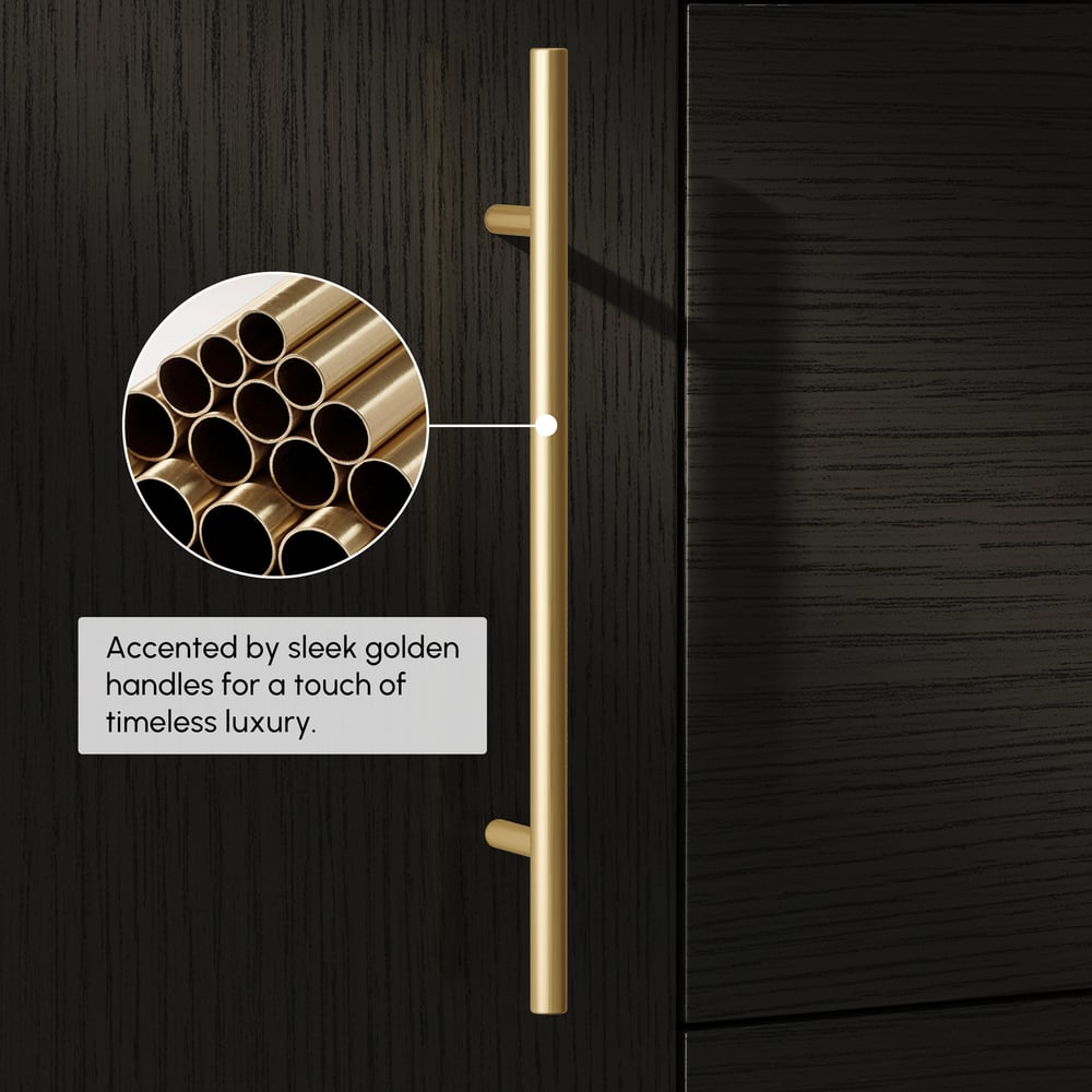 1000mm volně stojící černé koupelnové umyvadlo, deska ze slinutého kamene a zlaté rukojeti obrázek okna