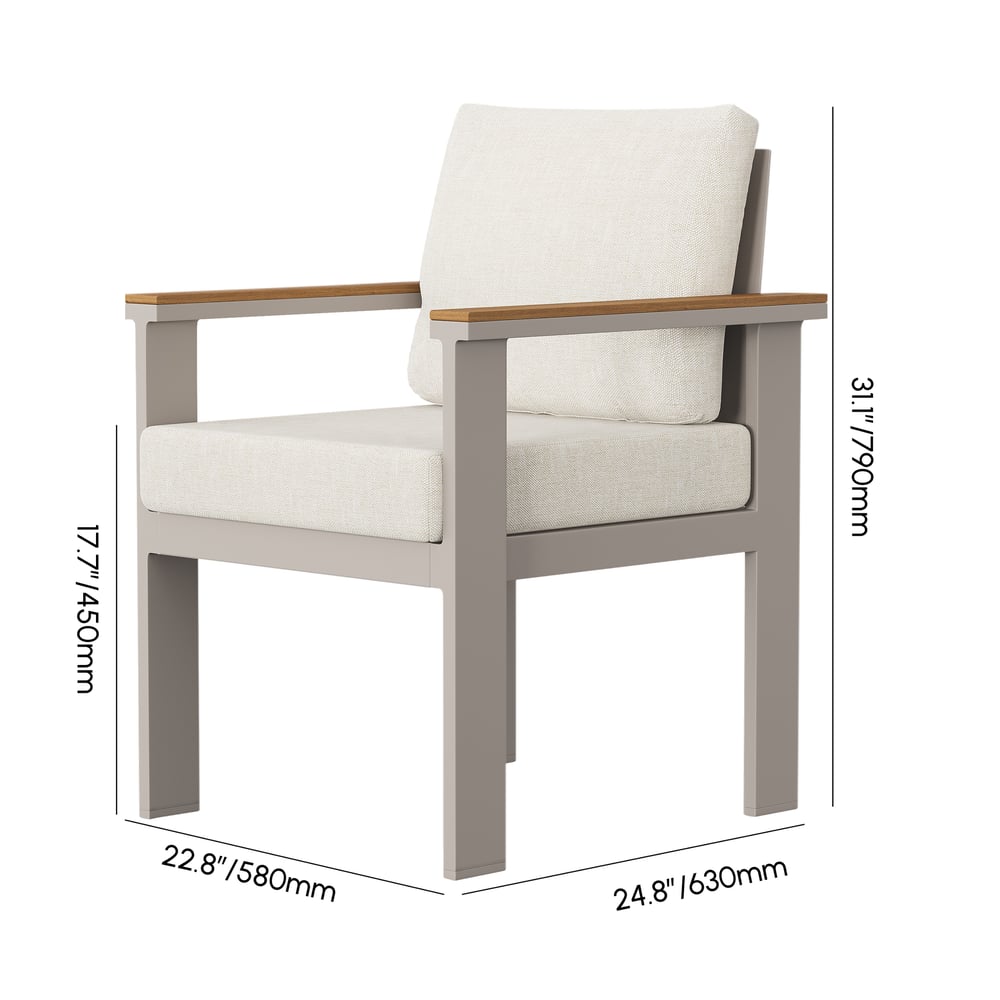 Axis 2 PCS Teak & Aluminum Outdoor Dining Chair with Cushion weights dimensions image