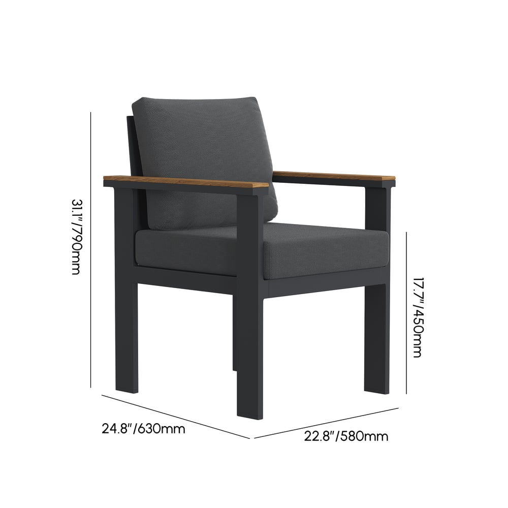 Axis 2 PCS Teak & Aluminum Outdoor Dining Chair with Cushion weights dimensions image