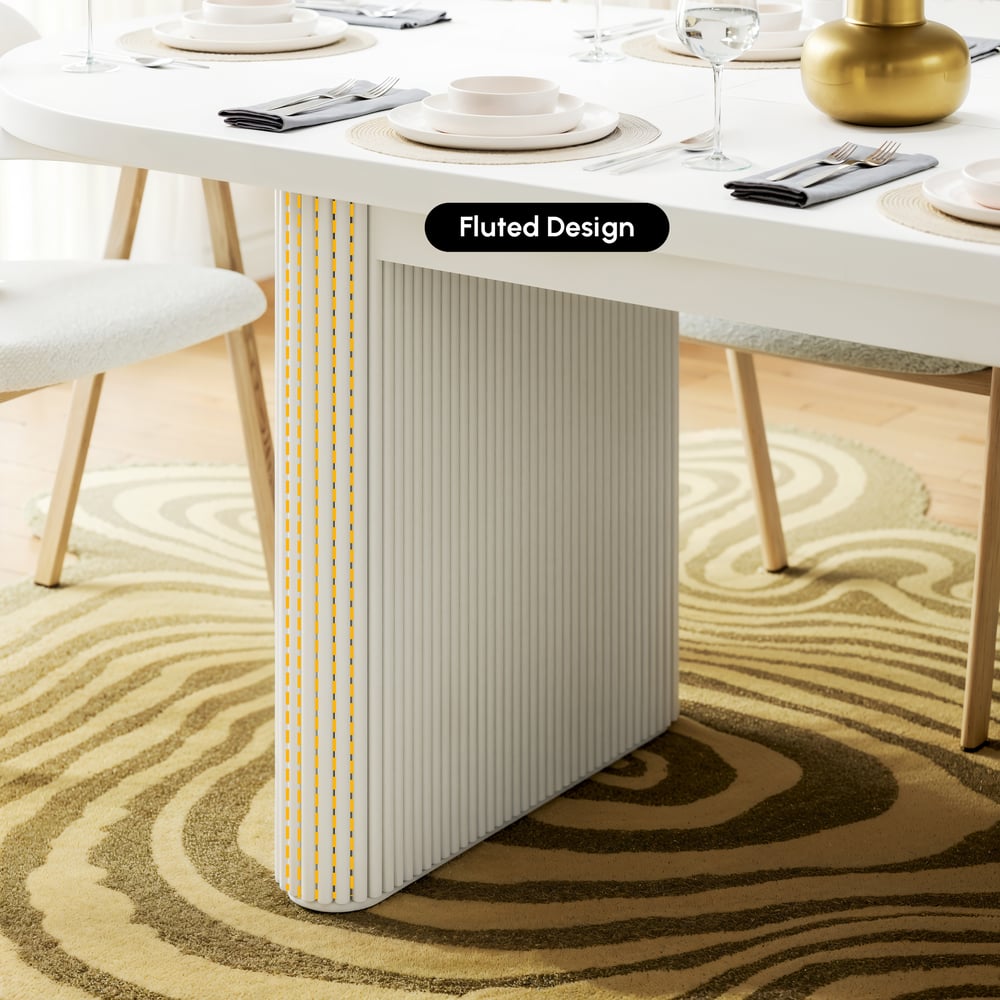 Fluve 160 - 200 cm Extendable Oval White Dining Table, Seats 4-6 window image