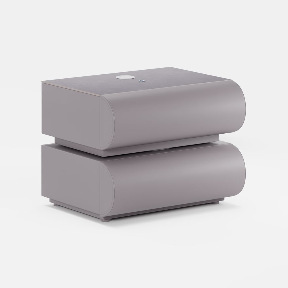 Mesita de noche LED inteligente de 2 cajones Humply Leather con tapa de piedra sinterizada Imagen de ventana