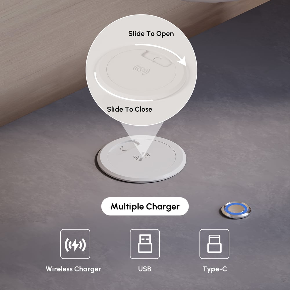 Humply Leather 2-Drawer Smart Nightstand window image