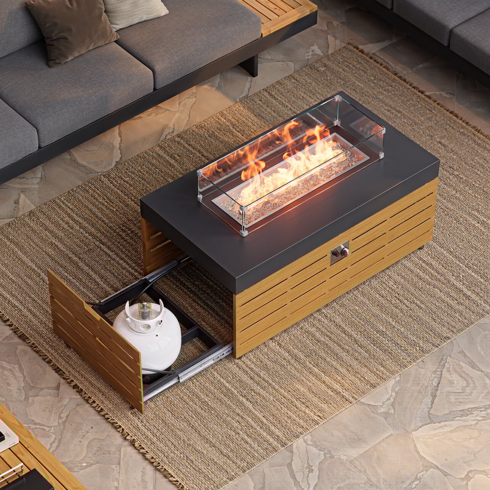 Axis 47.2" Smokeless Metal Propane Fire Pit Table with Lid Cover for Outdoor Patio window image