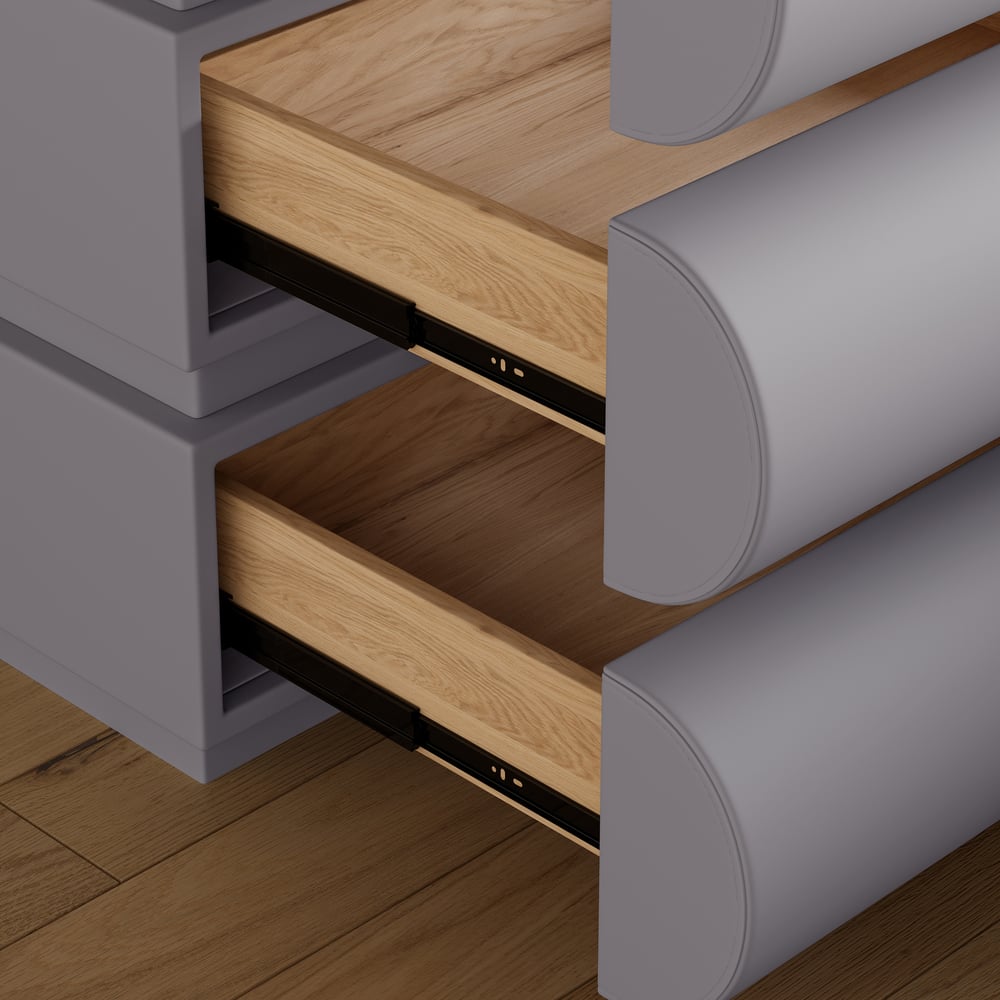 Humply Leather 3-Drawer Smart Nightstand Set of 2 window image