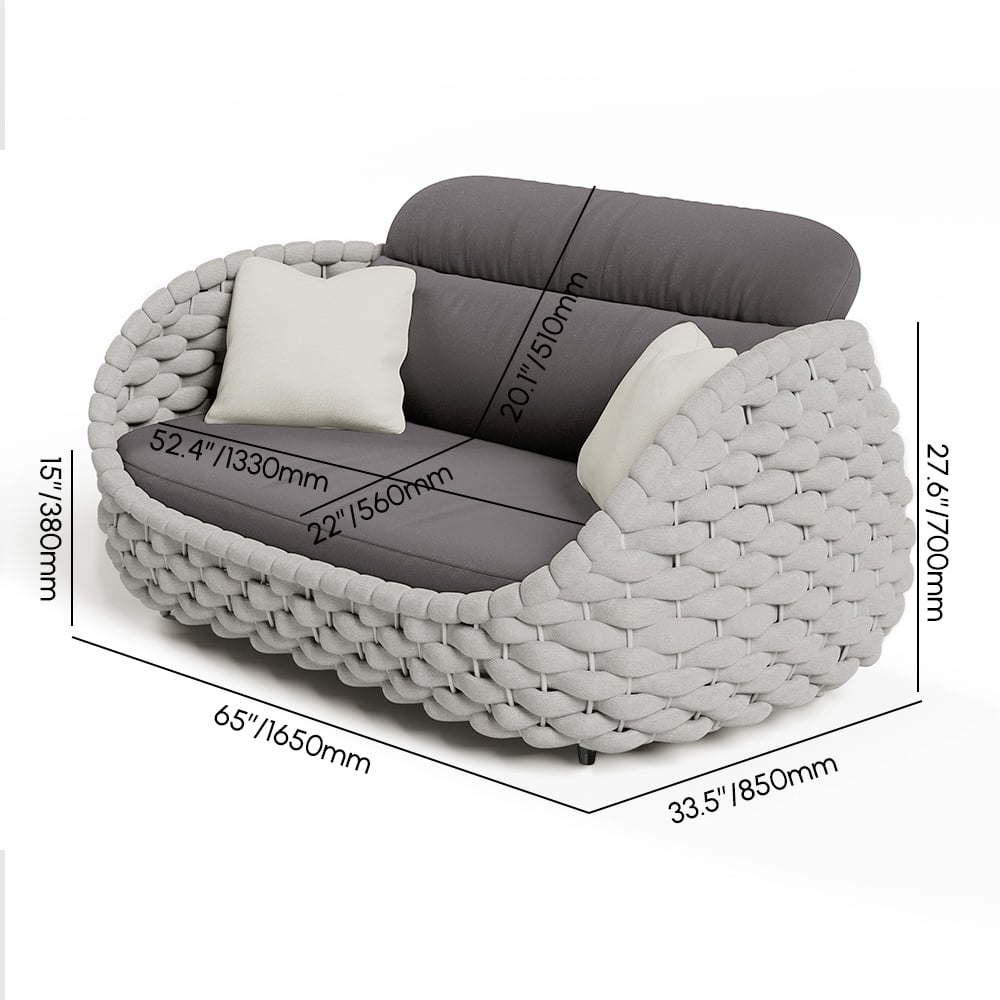 Causeuse de patio Tatta à 2 places en corde tissée avec coussins amovibles Poids, dimensions, image