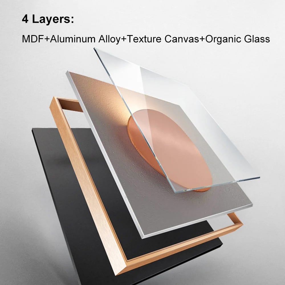 3Pcs Modern Geometric Wall Clock Decor Set Canvas Painting Wall Clocks with Gold Frame window image