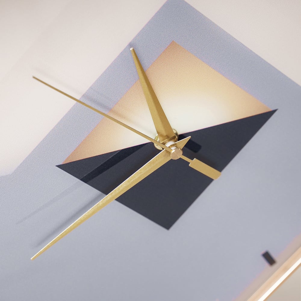 3Pcs Modern Geometric Wall Clock Decor Set Canvas Painting Wall Clocks with Gold Frame window image