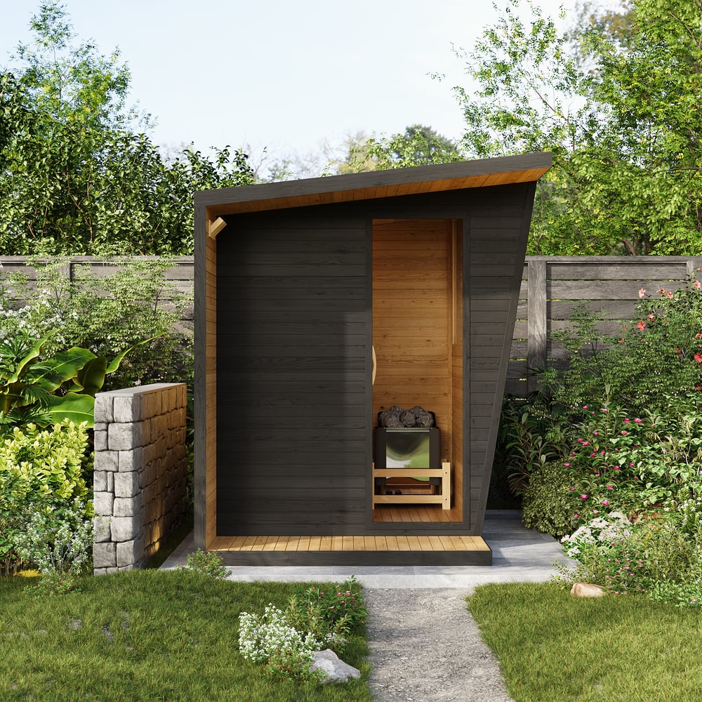 Outdoor Cabin-style Electric Steam Sauna Kits for 2-4 People window image