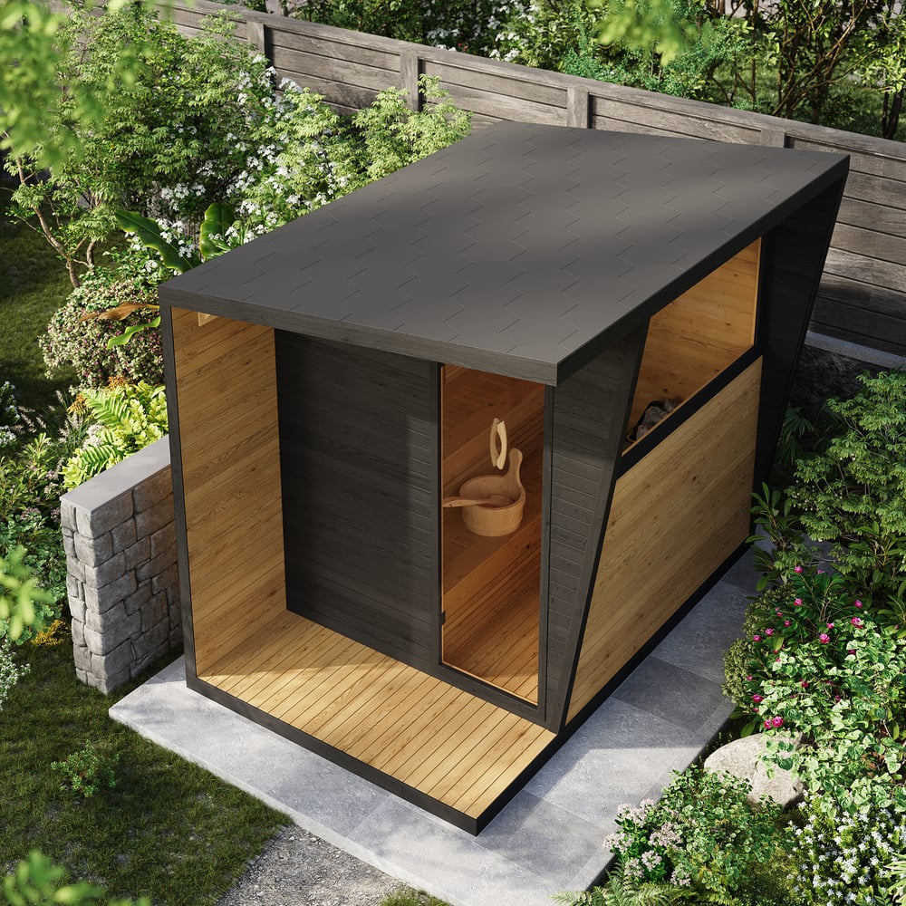 Outdoor Cabin-style Electric Steam Sauna Kits for 2-4 People window image