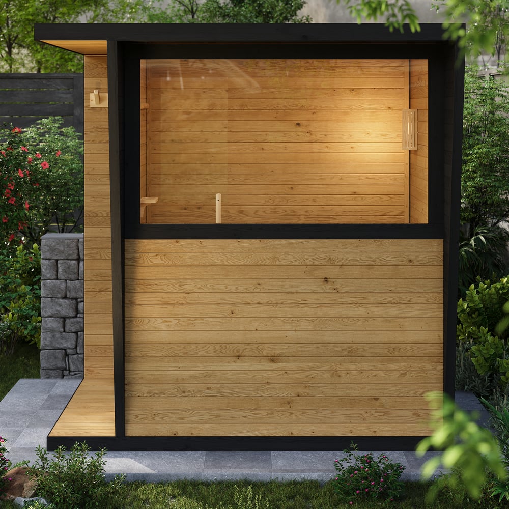 2-Person Electric Outdoor Sauna with Glass Door & LED window image