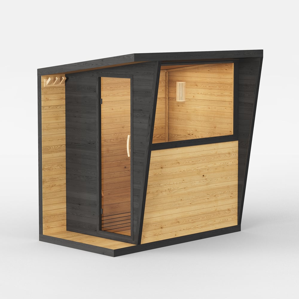 2-Person Electric Outdoor Sauna with Glass Door & LED window image