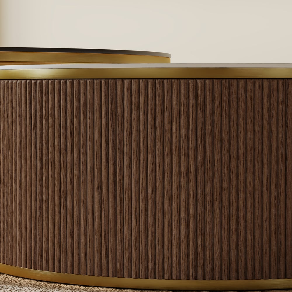 Grovyn 2000mm Sintered Stone Top Walnut TV Stand & Nesting Coffee Table Set window image