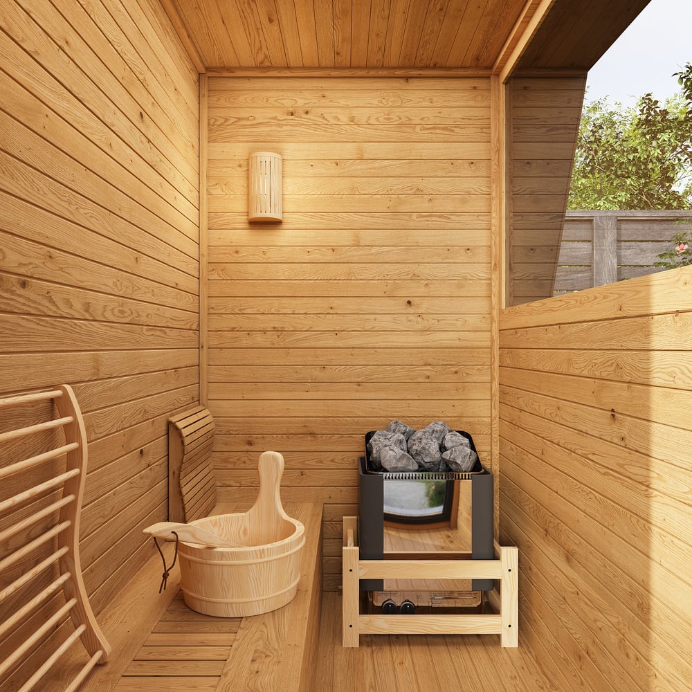 2-Person Electric Outdoor Sauna with Glass Door & LED window image