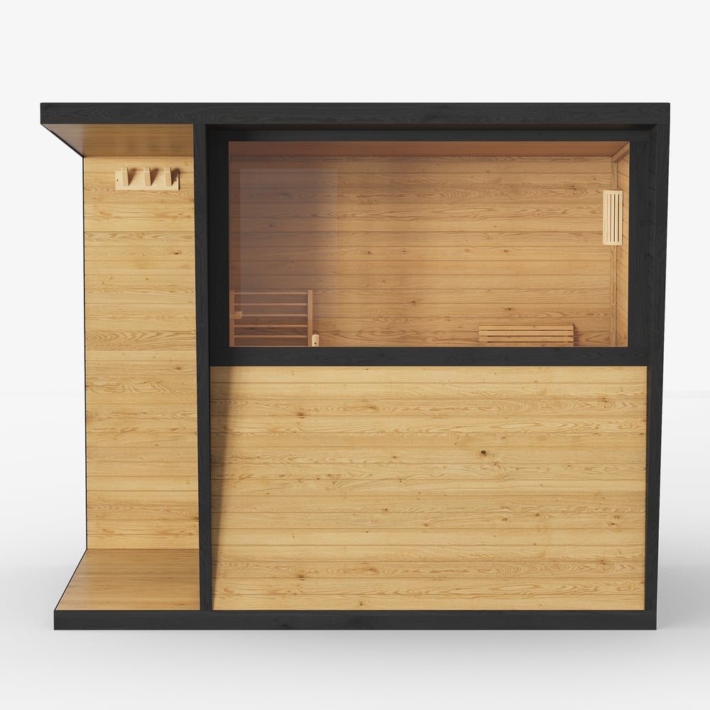 Outdoor Cabin-style Electric Steam Sauna Kits for 2-4 People window image