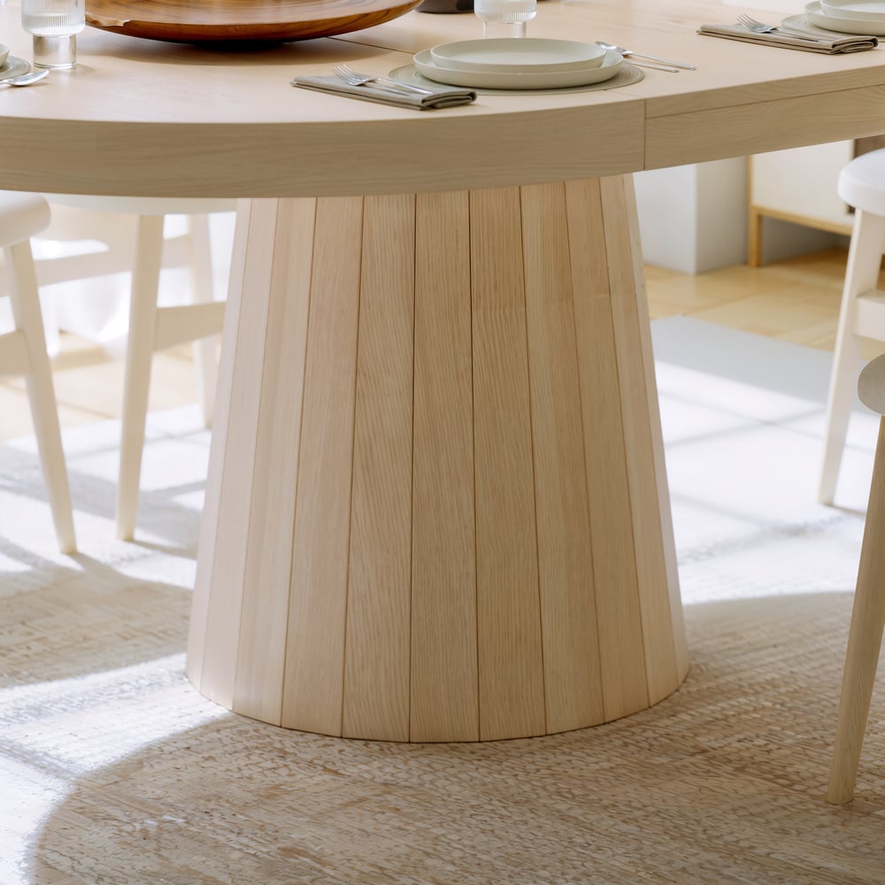 Japandi Extendable Dining Table 1000mm-1400mm Whitewash 6-Seater Oval&Round Table window image