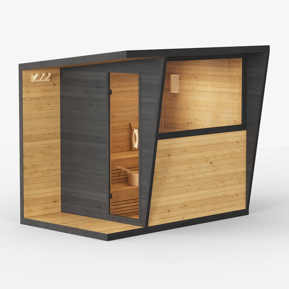 Outdoor Cabin-style Electric Steam Sauna Kits for 2-4 People window image