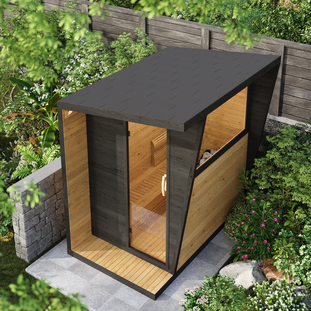 2-Person Electric Outdoor Sauna with Glass Door & LED window image