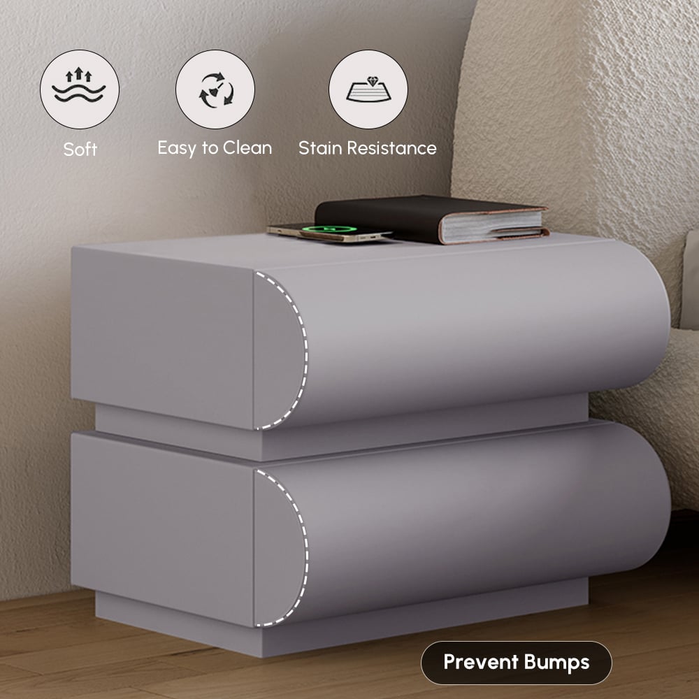 Humply Leather 2-Drawer Smart Nightstand Set of 2 window image