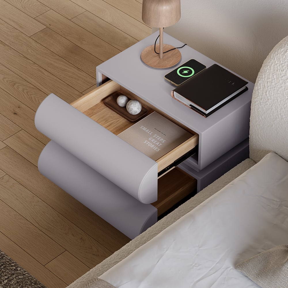 Humply Leather 2-Drawer Smart Nightstand Set of 2 window image