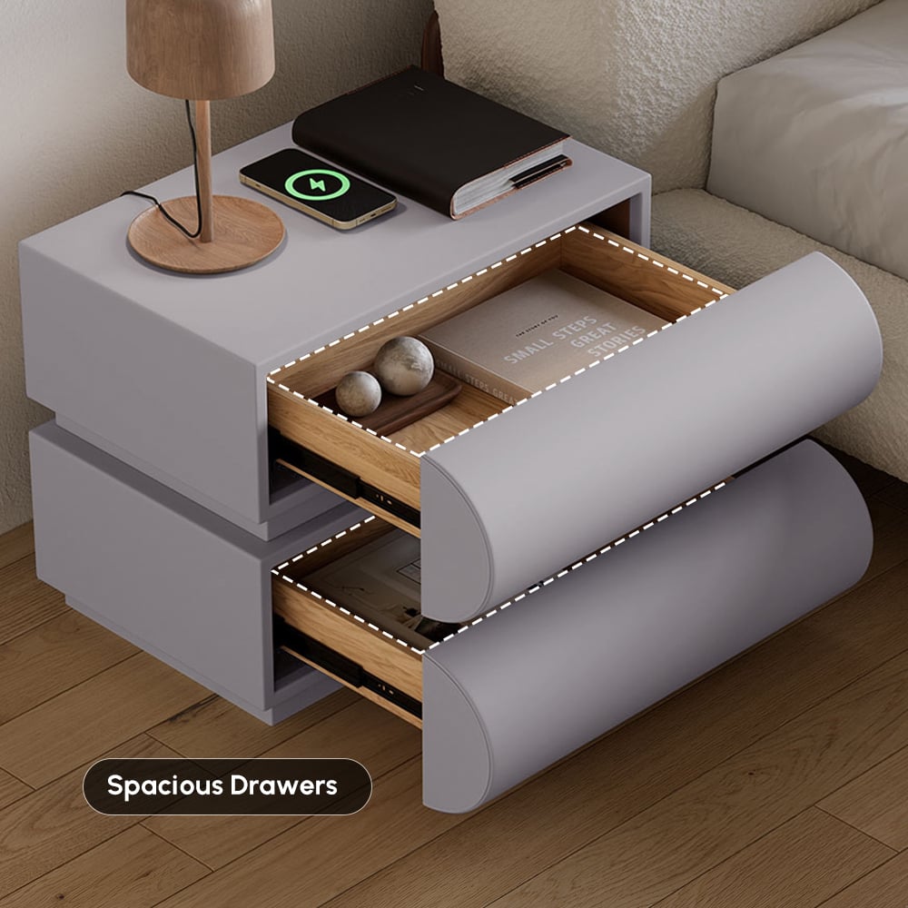 Humply Leather 2-Drawer Smart Nightstand Set of 2 window image