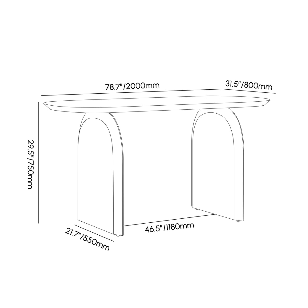 Tintica Series 78.7" Japandi Style Oval Wood Dining Table Walnut Seats 6-8 People weights dimensions image