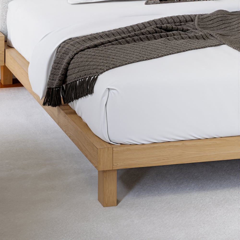 King Size Linen Bed with Floating Nightstands Bedroom Set window image