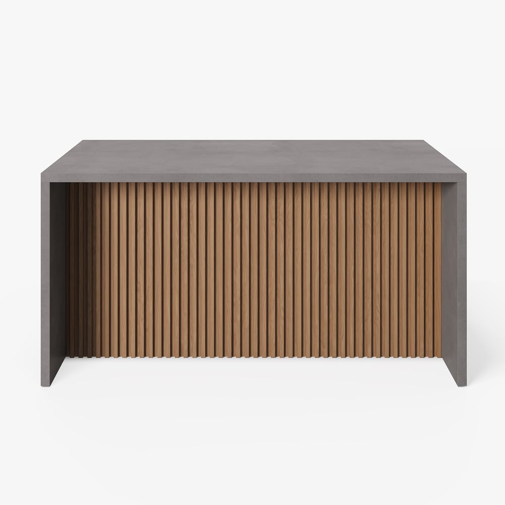 Ilha de cozinha moderna em cascata de 1800 mm com luz e armazenamento Imagem da janela