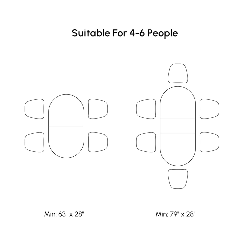 Fluve 160 - 200 cm Extendable Oval Black Dining Table, Seats 4-6 weights dimensions image