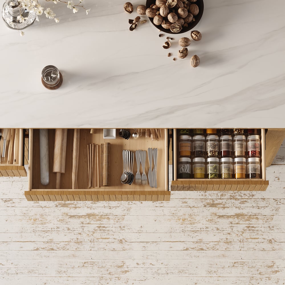 Îlot de cuisine en bois massif avec dessus en pierre frittée de 72 po avec rangement image de fenêtre