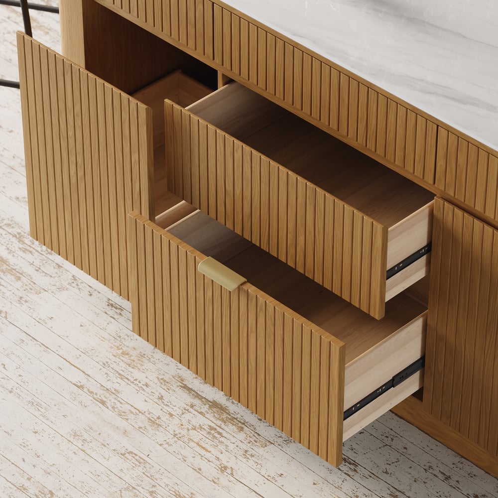 Îlot de cuisine en bois massif avec dessus en pierre frittée de 72 po avec rangement image de fenêtre