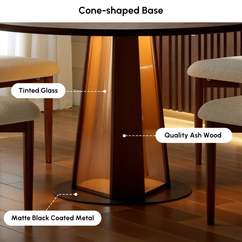 36"-47" Solid Wood Extendable Dining Table with Light window image