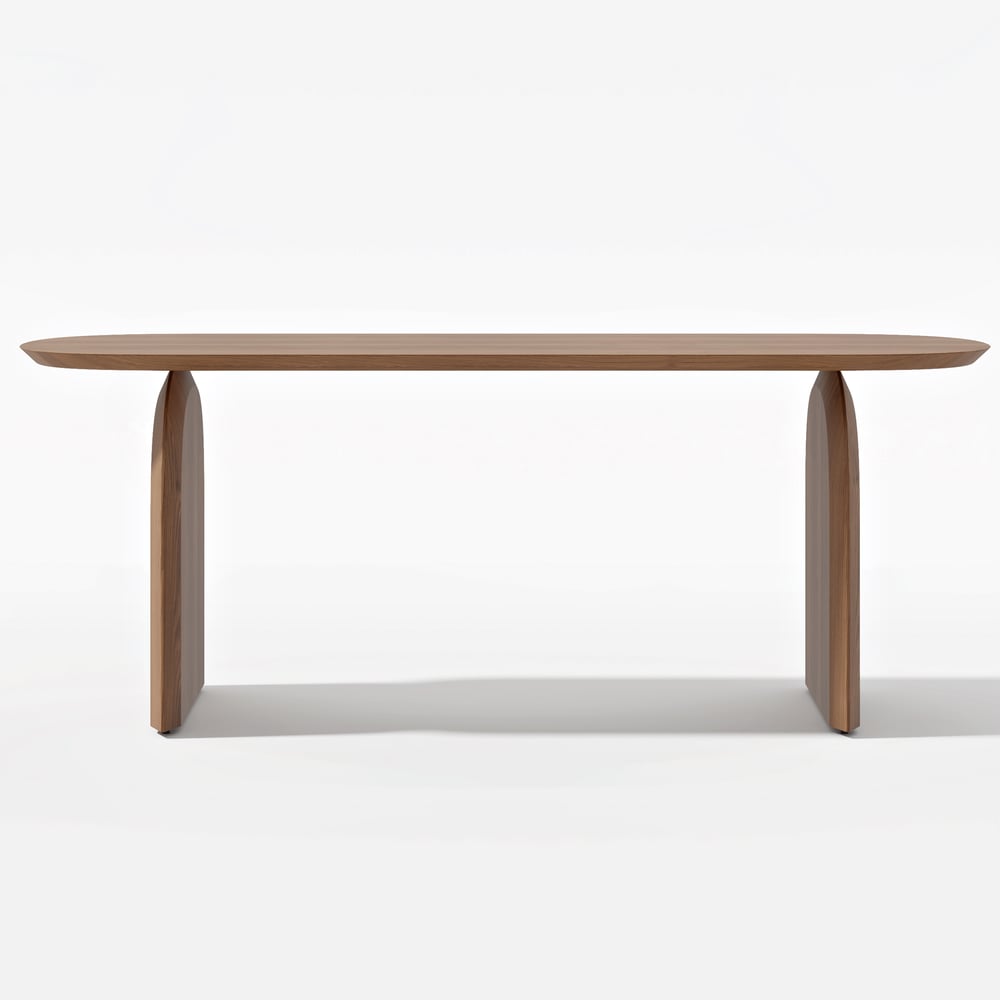 Tintica 2000mm Japandi Dining Table Solid Wood Top & Pedestals for