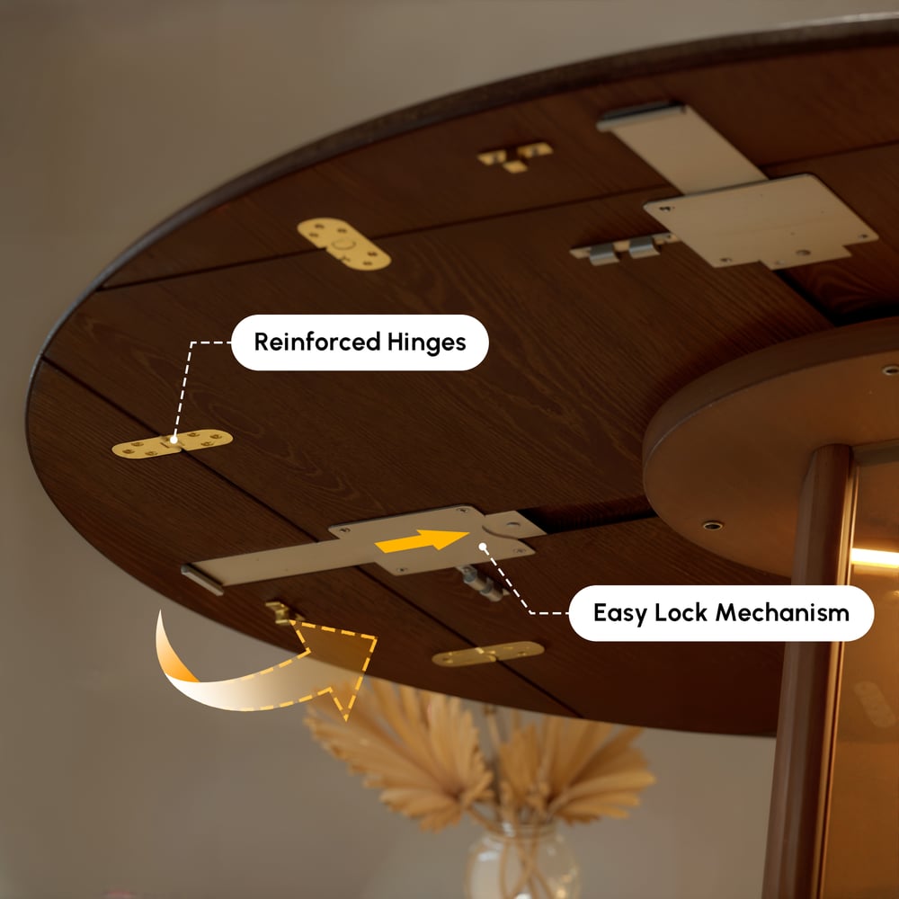 36"-47" Solid Wood Extendable Dining Table with Light window image