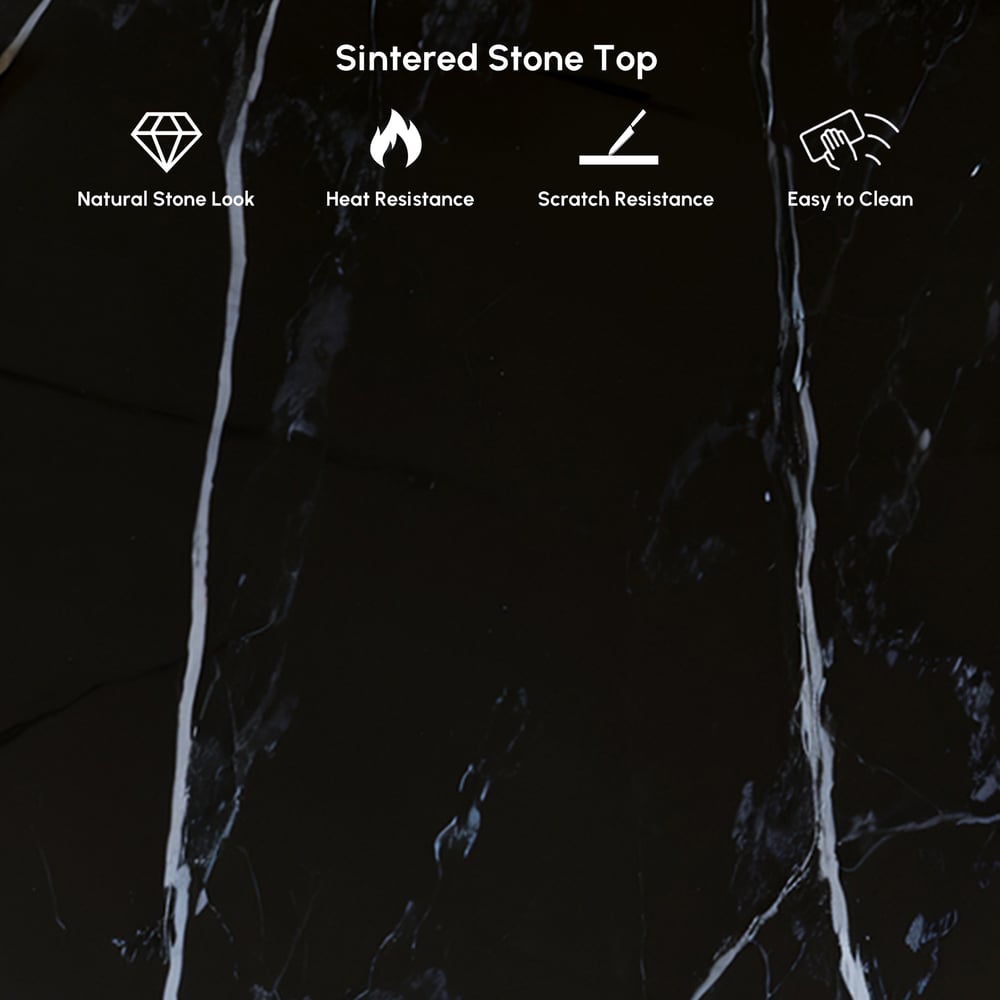 39" Sintered Stone Round Dining Table with Saddle Leather Base Seats 2-4 People window image