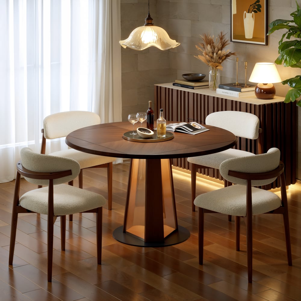 Dining Set 36"-47" Solid Wood Extendable Dining Table with 4 Chairs window image