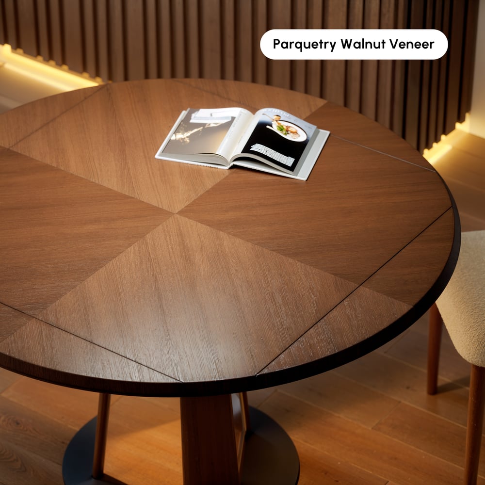 36"-47" Solid Wood Extendable Dining Table with Light window image