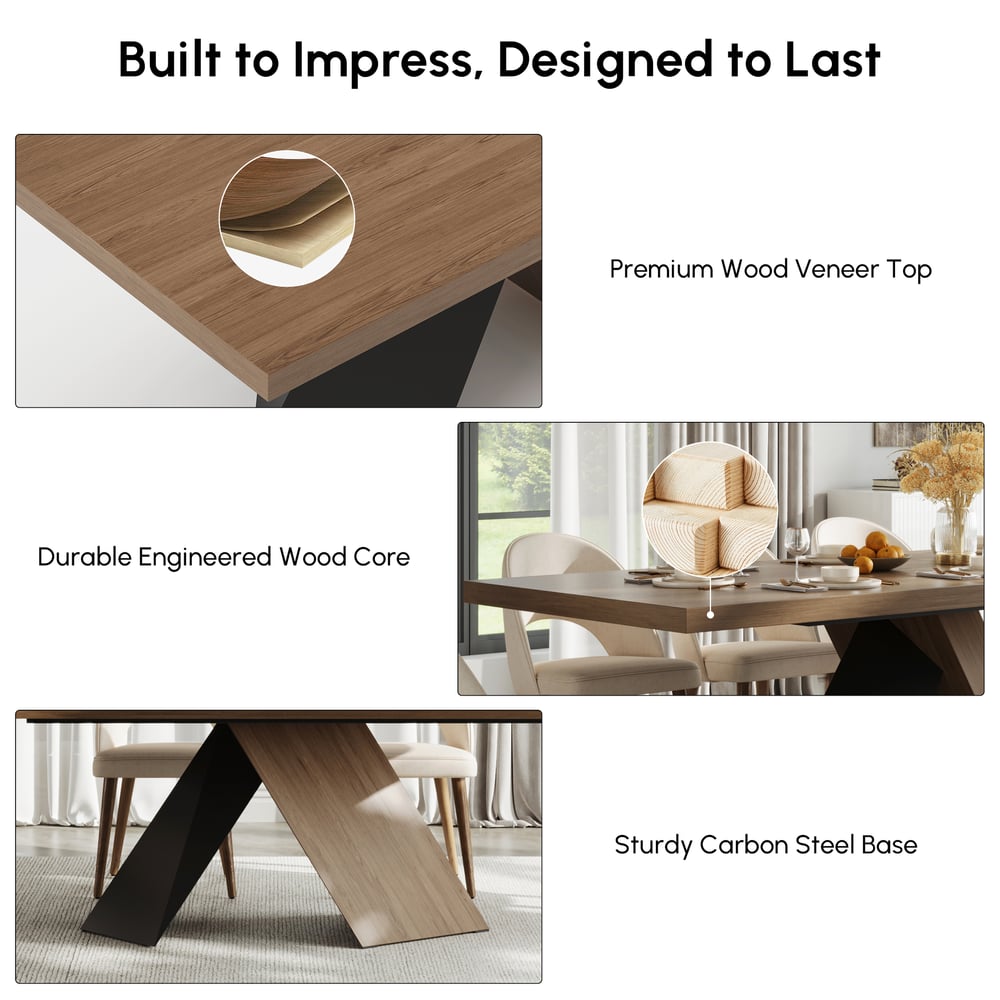 Dining Set 79''-94'' Extendable Walnut Table with 6 Chairs window image