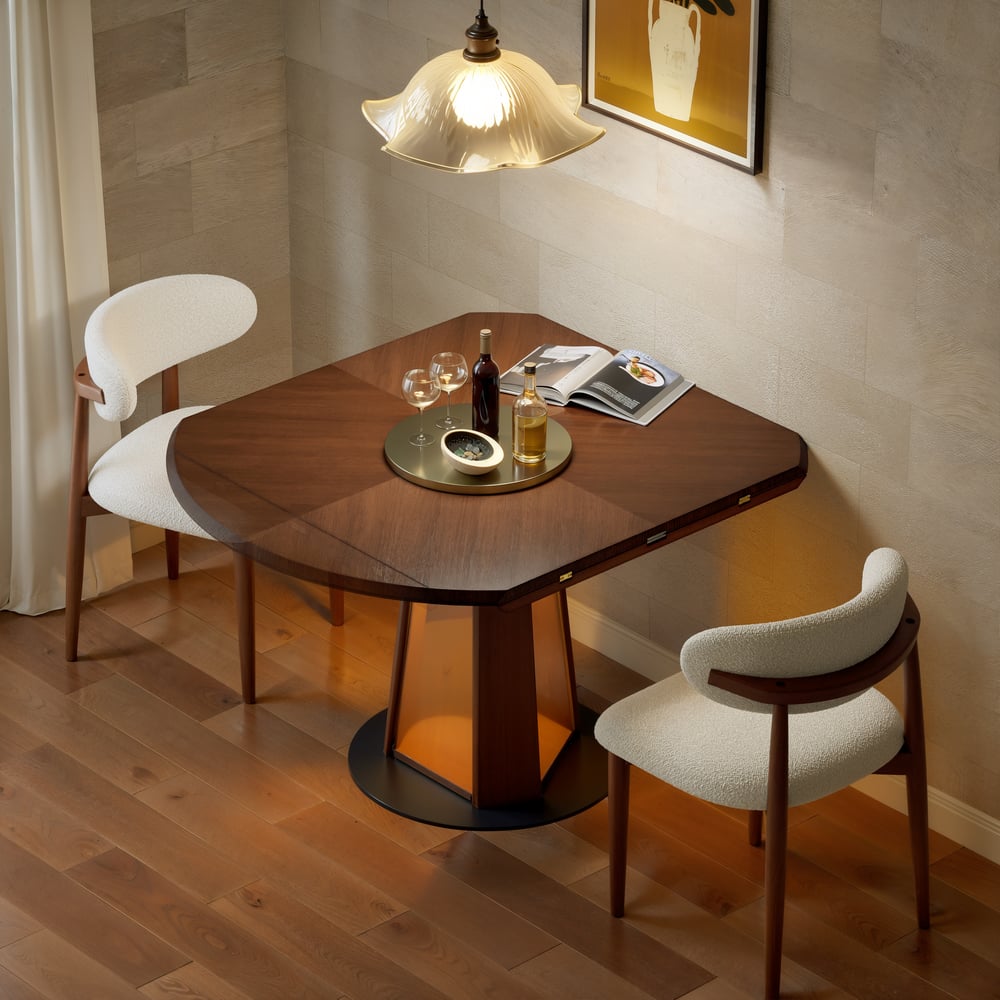 36"-47" Solid Wood Extendable Dining Table with Light window image