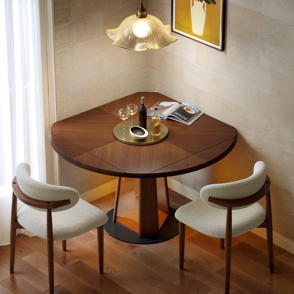 36"-47" Solid Wood Extendable Dining Table with Light window image