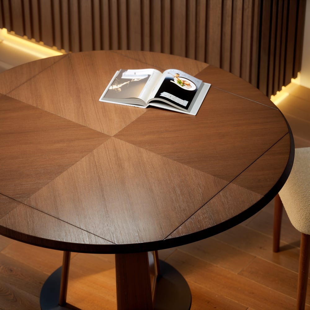 36"-47" Solid Wood Extendable Dining Table with Light window image