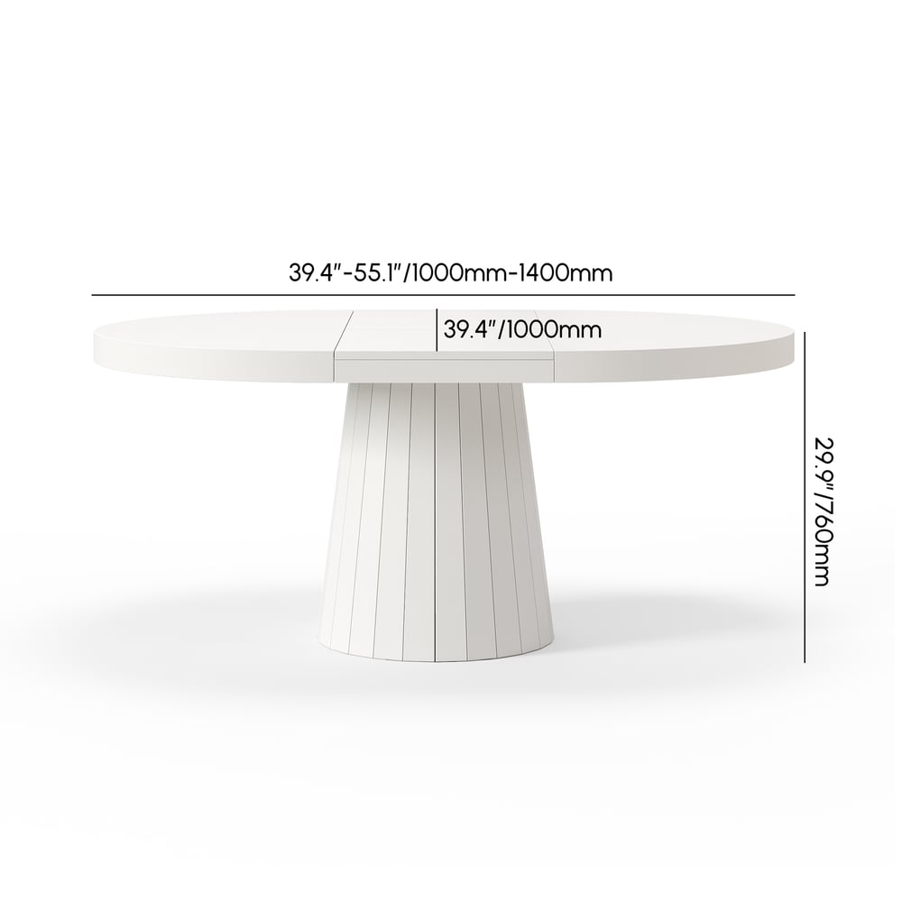 Dining Set 39"-55" Japandi Extendable Dining Table White with 4 Chairs weights dimensions image