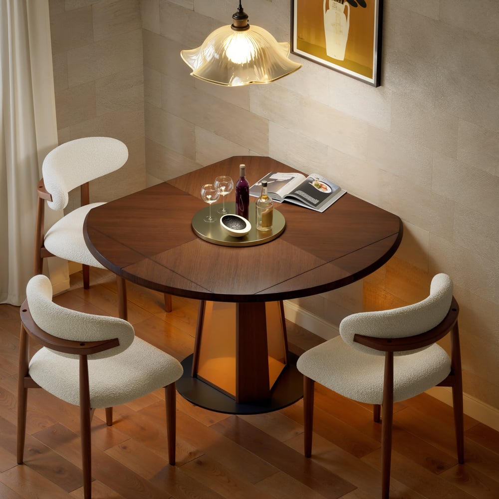 36"-47" Solid Wood Extendable Dining Table with Light window image