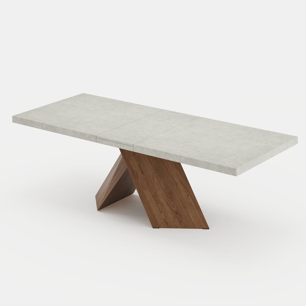 Dining Set 79"-94" Extendable Gray Table with 6 Chairs window image