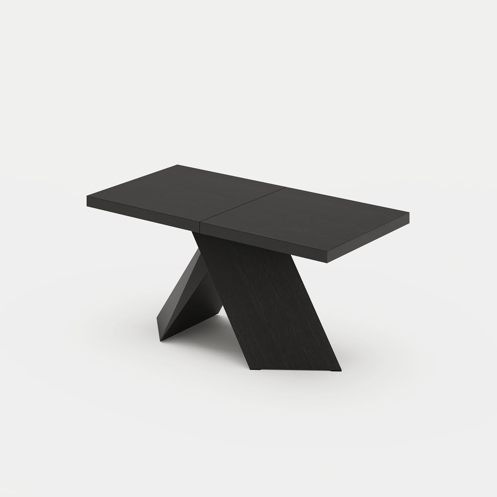 1600mm-2000mm Extendable Black Dining Table & 4 Walnut Japandi Rattan Dining Chairs window image