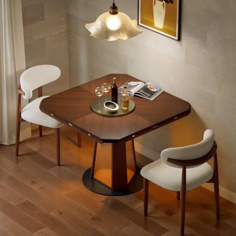 36"-47" Solid Wood Extendable Dining Table with Light window image