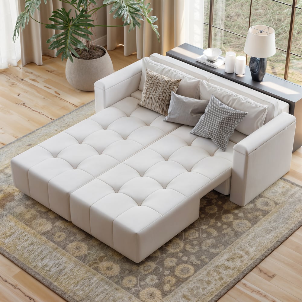 Modular Sectional Velvet Reversible Sofa Bed with Storage window image