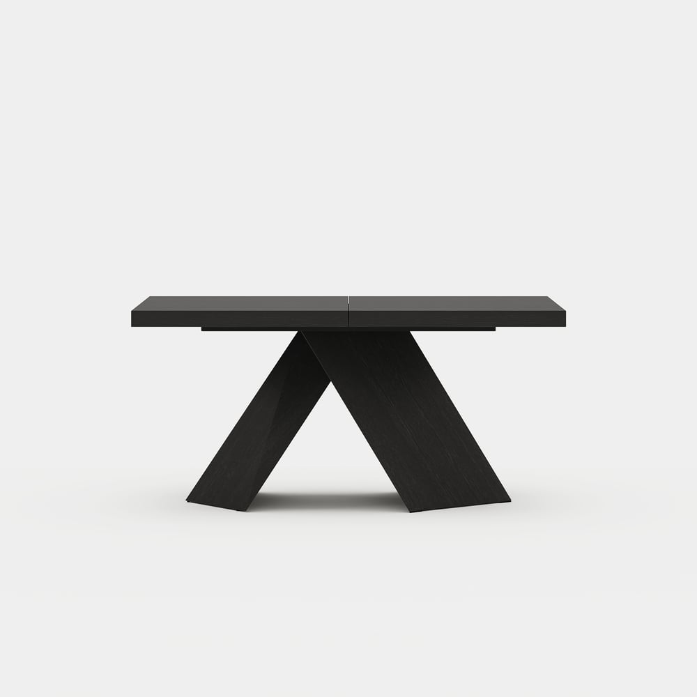 1600mm-2000mm Extendable Black Dining Table & 4 Walnut Japandi Rattan Dining Chairs window image